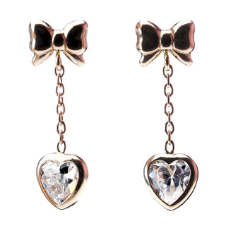 ラブリーリボン&ハート ピアス K10