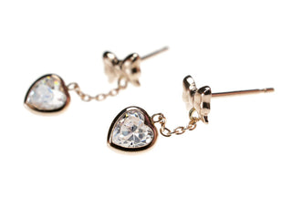 ラブリーリボン&ハート ピアス K10