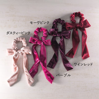 ベロア リボン シュシュ ベロアシュシュ リボンシュシュ ヘアアクセ ヘアタイ ヘアゴム 髪留め 髪飾り 大きめ レディース かわいい 人気 まとめ髪 ポニーテール 人気 簡単 ヘアアレンジ 結ぶ ゴム トレンド ベルベット 4