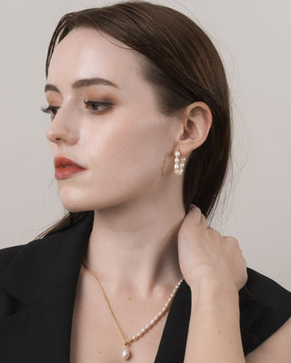 ピアス 淡水真珠 バロックパール フープピアス キャッチレス 小粒  サージカルステンレス バロック パール