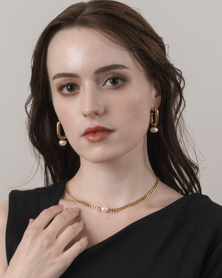 ピアス 淡水真珠 バロックパール ごつめ チャンキー ハーフフープ サージカルステンレス 真珠ピアス 真珠 ピアス パールピアス パール ピアス  バロック パール
