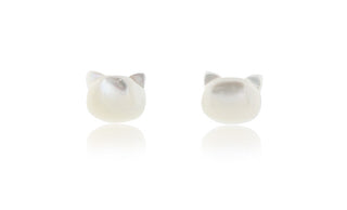 白蝶貝の猫 ピアス K10