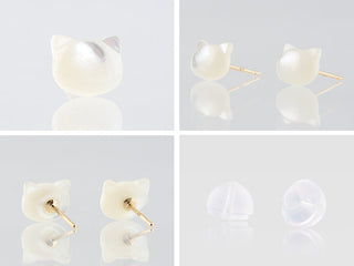 白蝶貝の猫 ピアス K10