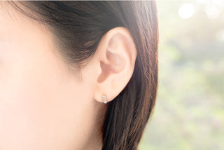 天然 アクアマリン ハート ピアス K10