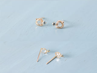 天然 アクアマリン ハート ピアス K10