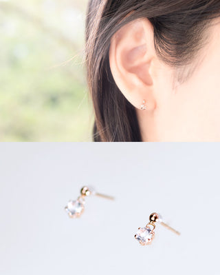 天然 アクアマリン 揺れる ピアス K10
