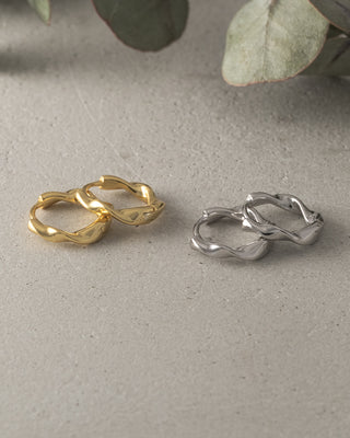 ピアス シルバー925 Silver925 フープ キャッチレス ウェーブ ニュアンス 2